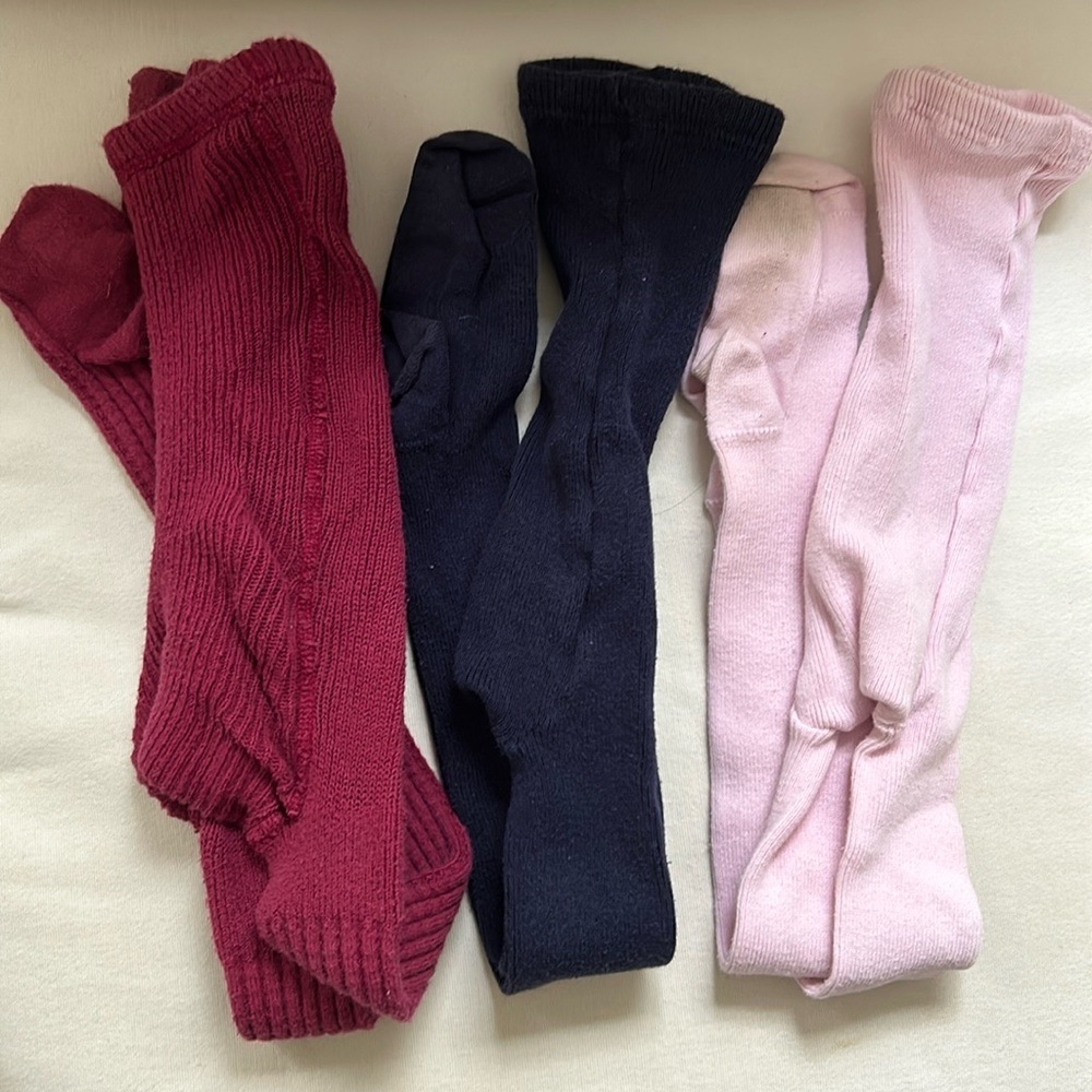 Lot of 3 pairs Hannah Andersson 100 girls thick tights